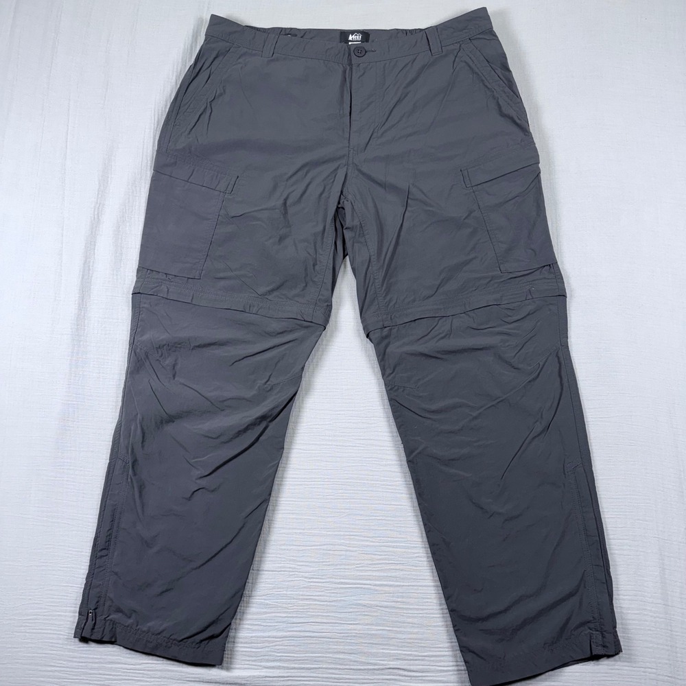 REI Co-op Convertible Cargo Pants Mens Size 40x30 Zip Hiking Travel Outdoor Gray - Picture 2 of 12